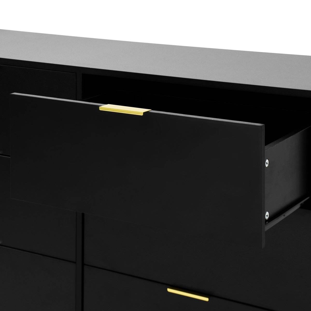 8-Drawer Black Particle Board Wood Dresser - Sleep Galleria
