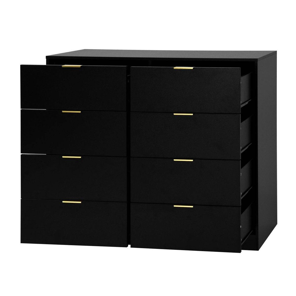 8-Drawer Black Particle Board Wood Dresser - Sleep Galleria