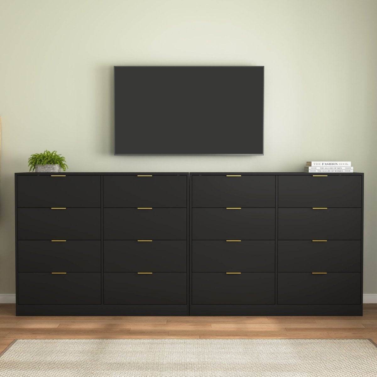 8-Drawer Black Particle Board Wood Dresser - Sleep Galleria