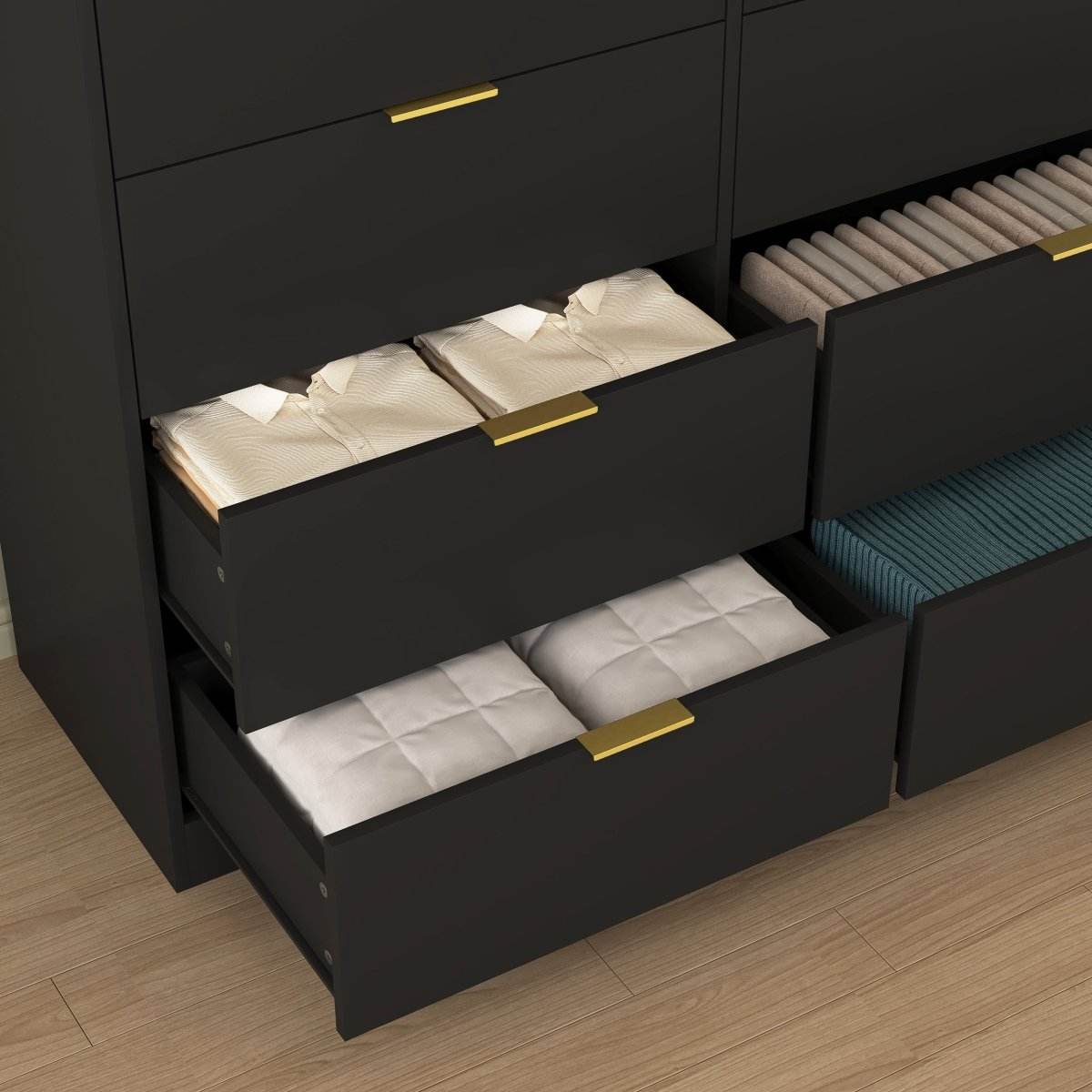 8-Drawer Black Particle Board Wood Dresser - Sleep Galleria