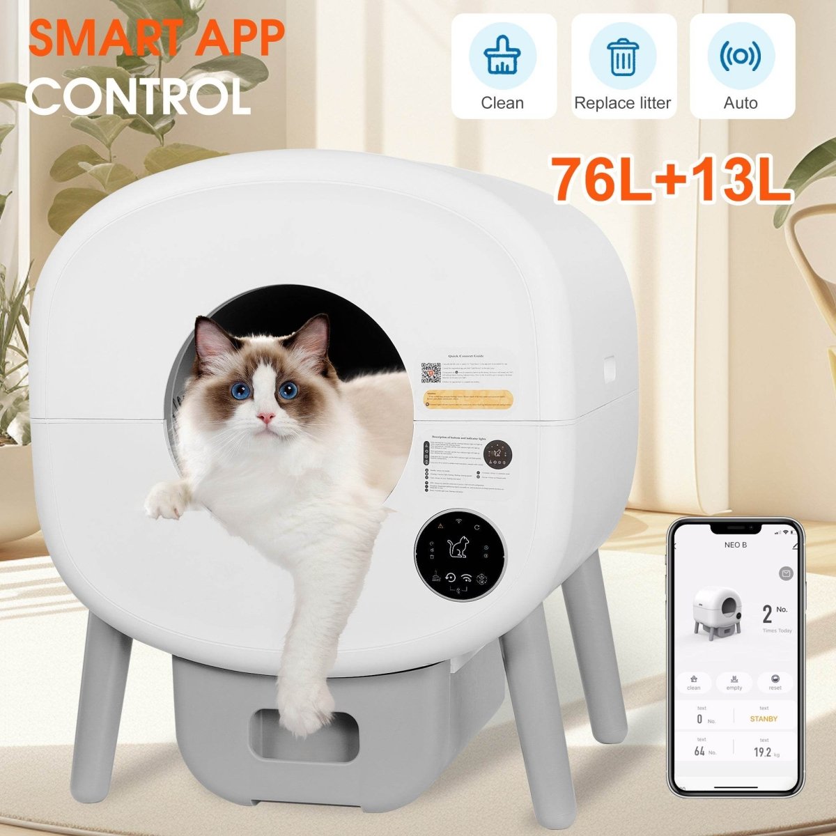 Automatic Smart Large Capacity Self - Cleaning Cat Litter Box - Reposea - Omega Lifestyles