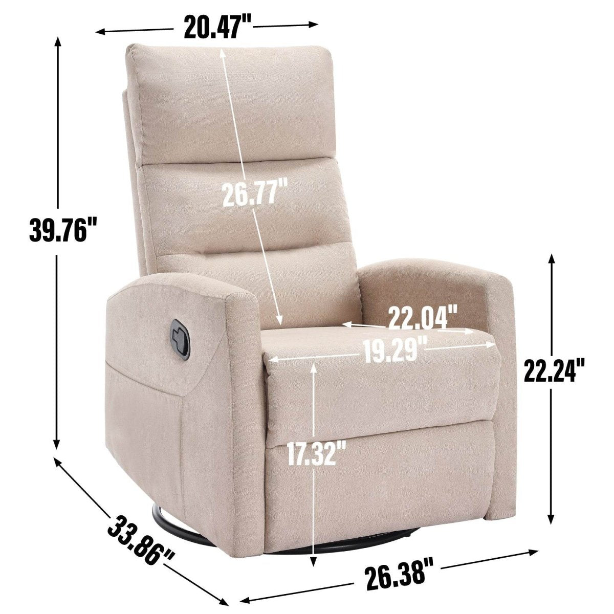 Beige Medium - Firm Rocking Swivel Manual Recliner Chair - Reposea - Omega Lifestyles