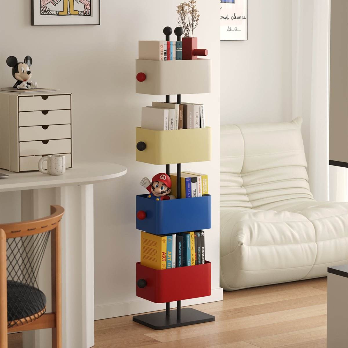 Colorful Metal Cube Bookshelf Four-Shelf Corner Shelf - Sleep Galleria
