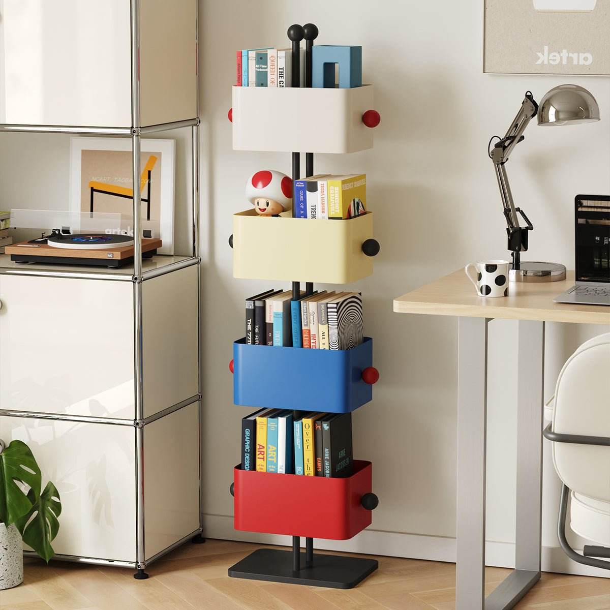 Colorful Metal Cube Bookshelf Four-Shelf Corner Shelf - Sleep Galleria