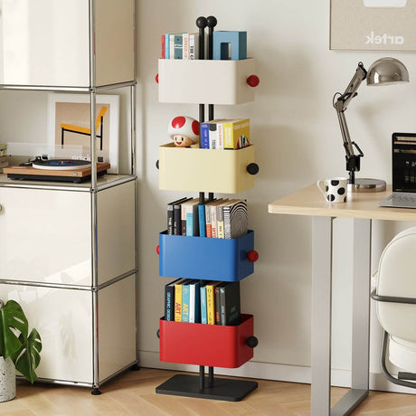 Colorful Metal Cube Bookshelf Four-Shelf Corner Shelf - Sleep Galleria