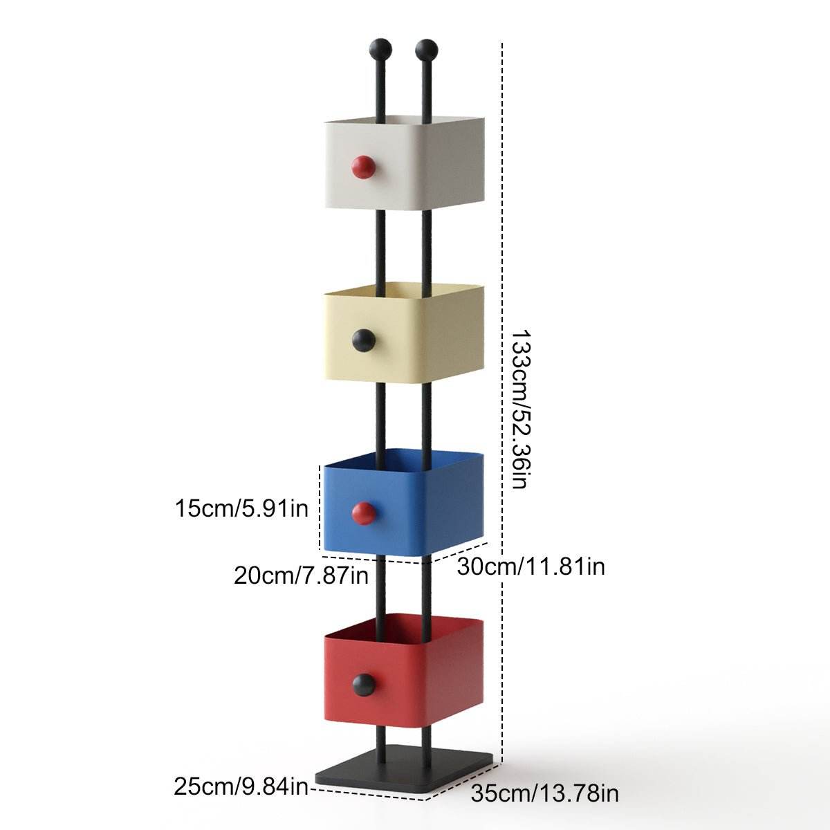 Colorful Metal Cube Bookshelf Four-Shelf Corner Shelf - Sleep Galleria