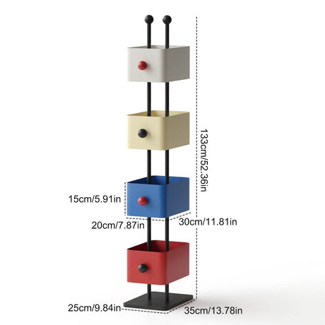 Colorful Metal Cube Bookshelf Four-Shelf Corner Shelf - Sleep Galleria