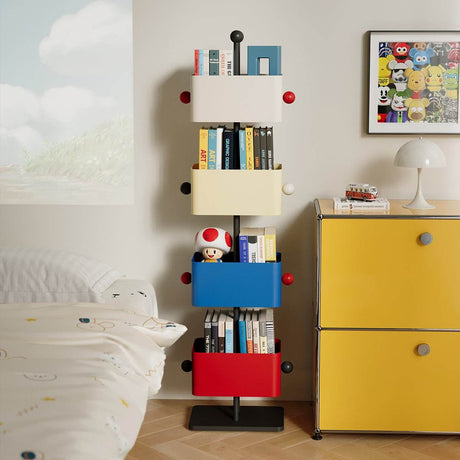 Colorful Metal Cube Bookshelf Four-Shelf Corner Shelf - Sleep Galleria