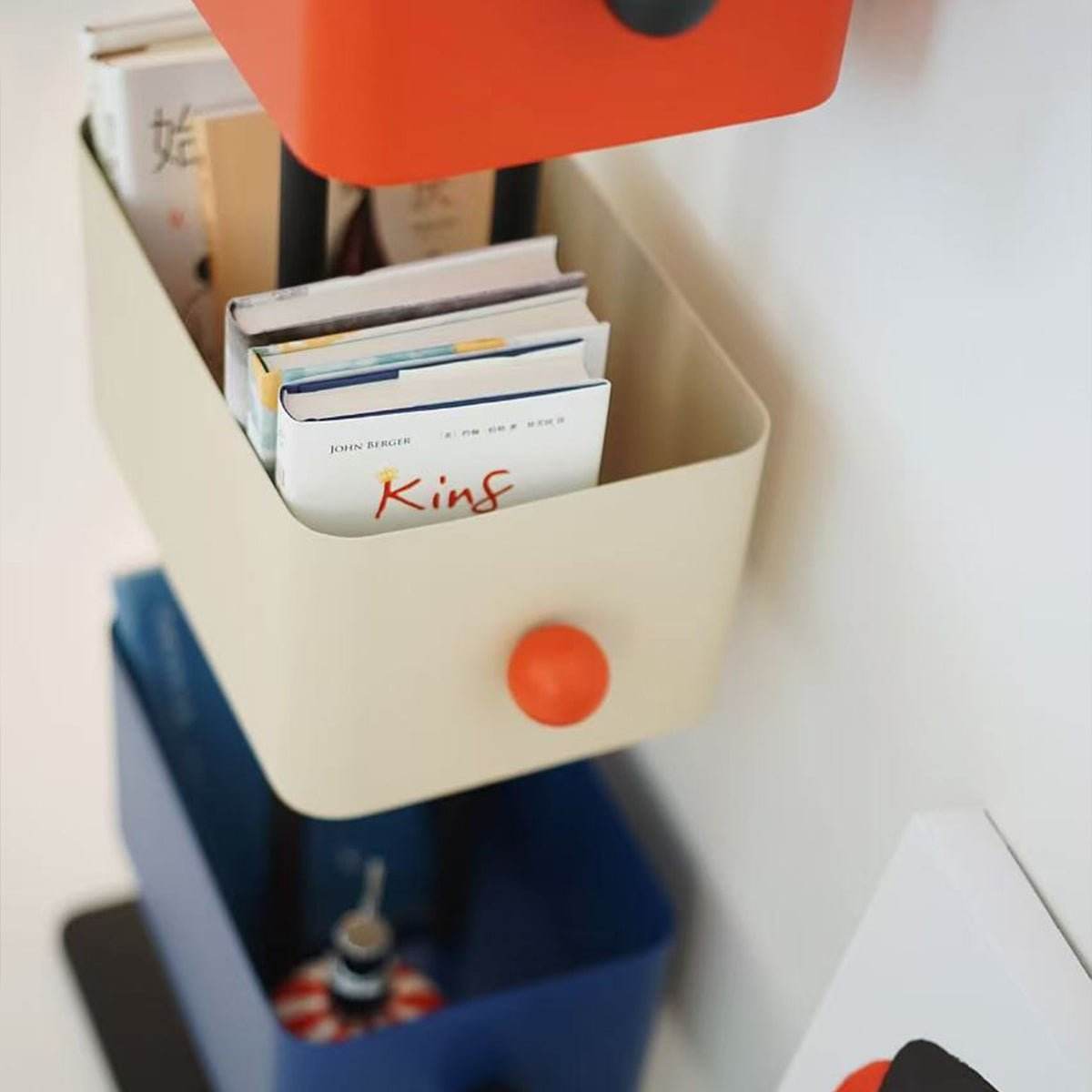 Colorful Metal Cube Bookshelf Four-Shelf Corner Shelf - Sleep Galleria