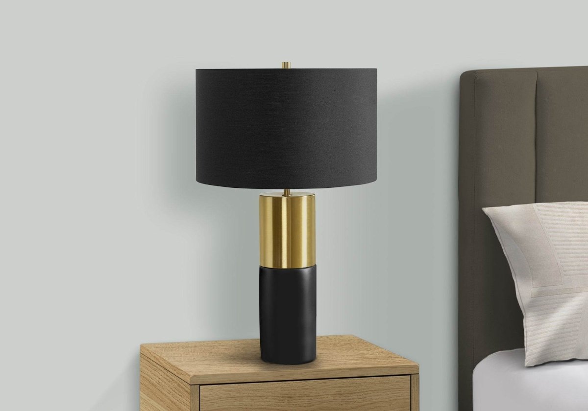 Contemporary Black Concrete Cylinder Table Lamp - Sleep Galleria