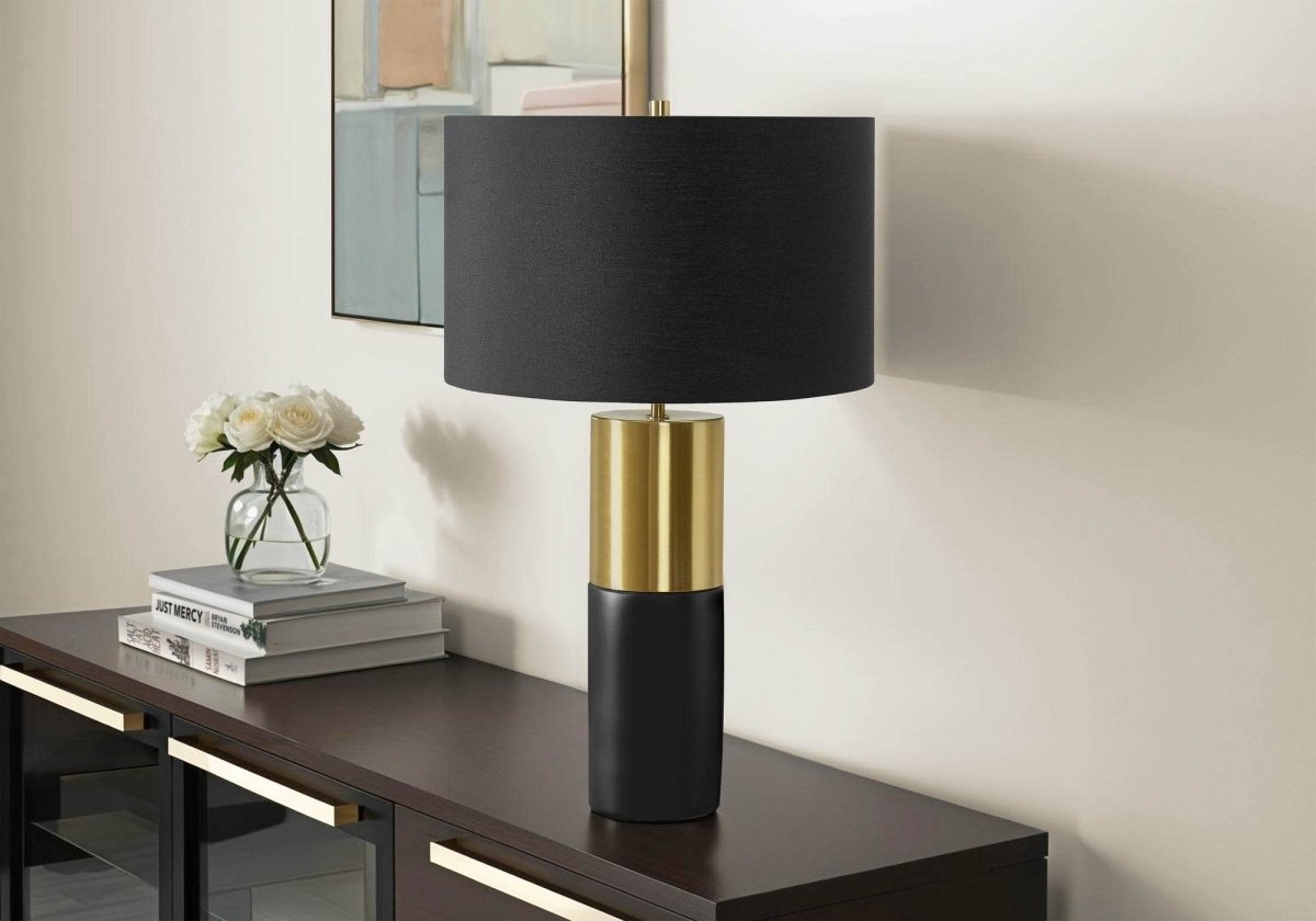Contemporary Black Concrete Cylinder Table Lamp - Sleep Galleria
