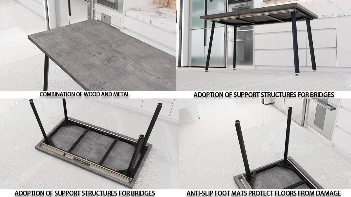 Expandable Modern Grey MDF Dining Table Set With Chairs - Omega Lifestyles