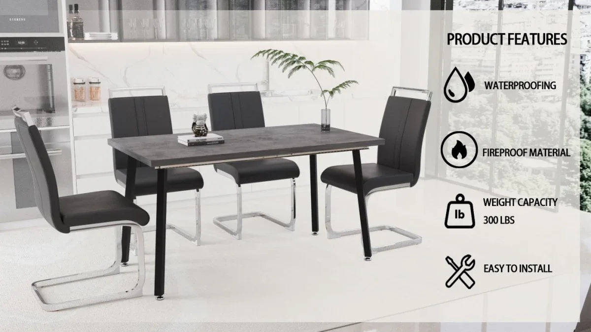 Expandable Modern Grey MDF Dining Table Set With Chairs - Omega Lifestyles