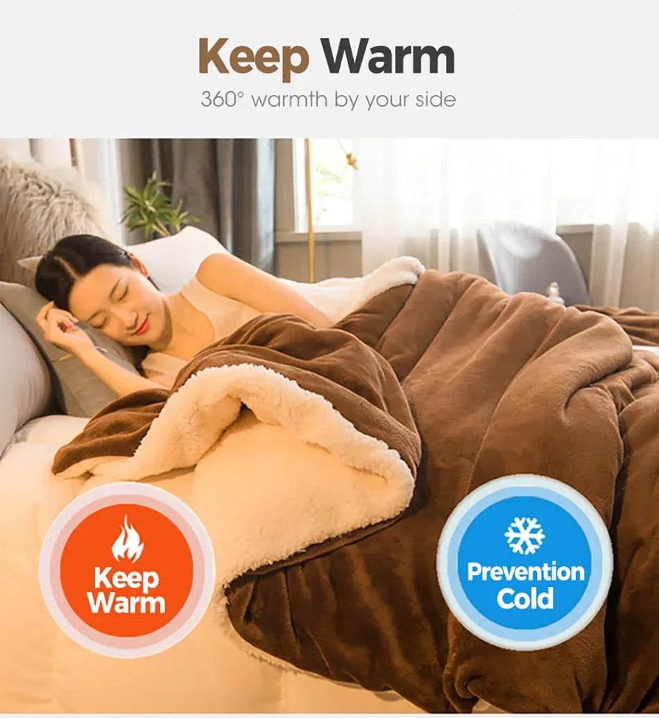Heated Anti-Pilling Wool Throw Blanket Winter Cozy - Sleep Galleria