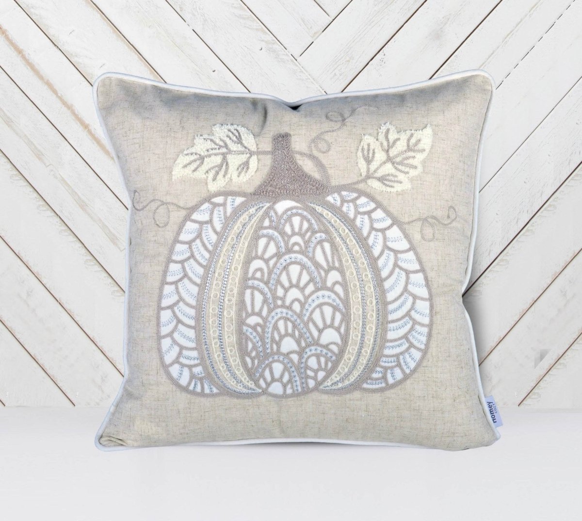 Lace Embroidered Pumpkin 20x20 Inch Throw Pillow - Reposea - Omega Lifestyles