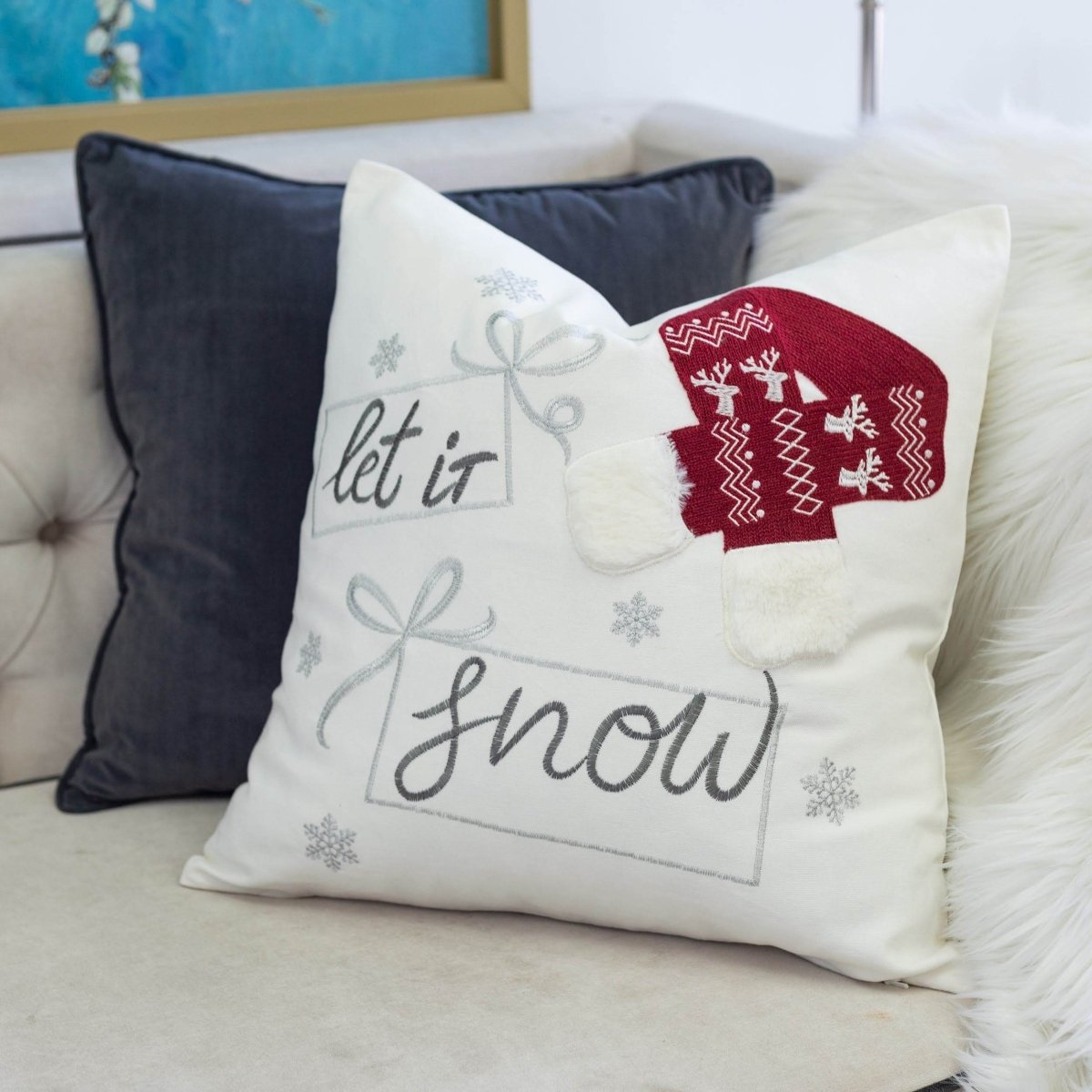 Let It Snow 20x20 Inch Cotton Throw Pillow - Reposea - Omega Lifestyles