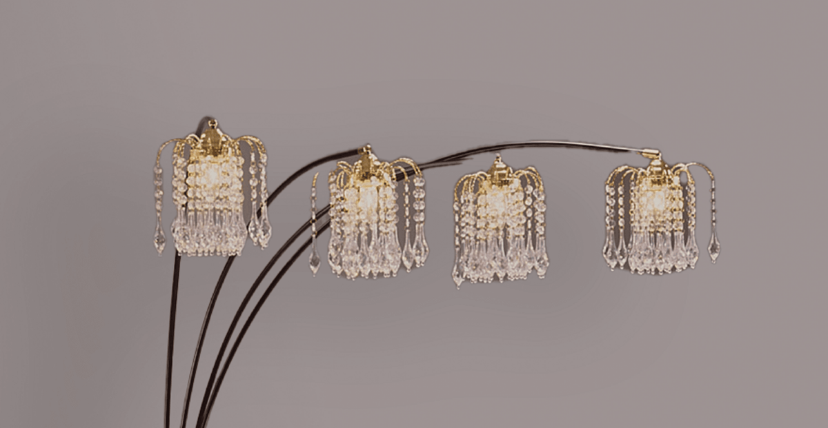 Modern Multi-Head Crystal Arc Floor Lamp - Sleep Galleria