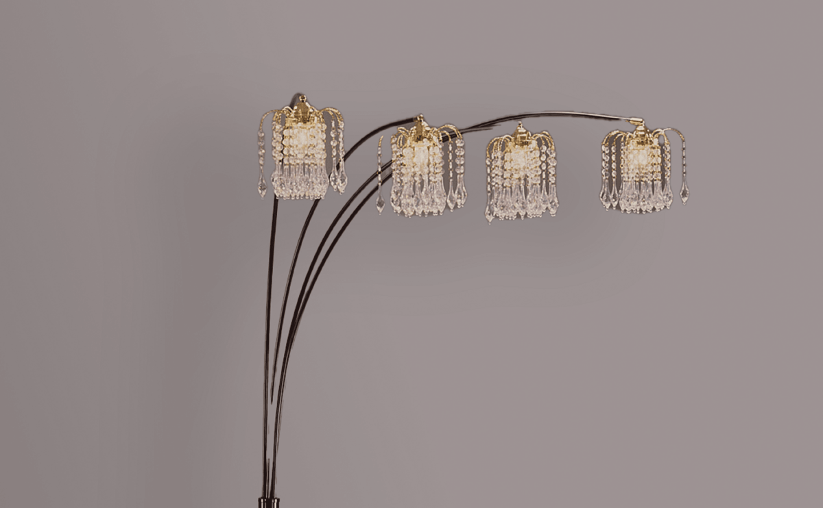 Modern Multi-Head Crystal Arc Floor Lamp - Sleep Galleria
