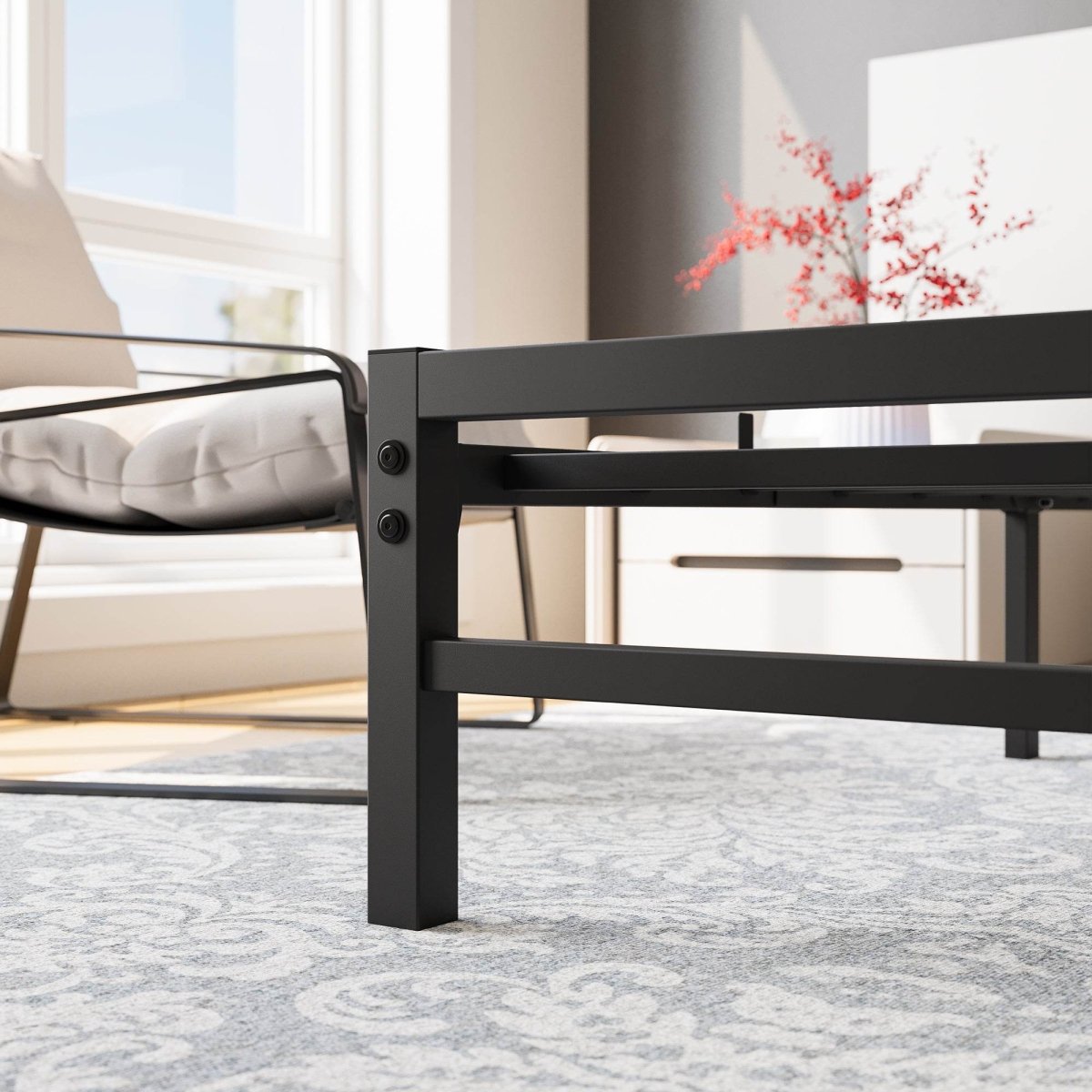Queen Metal Platform Bed Frame With Storage - Reposea - Omega Lifestyles
