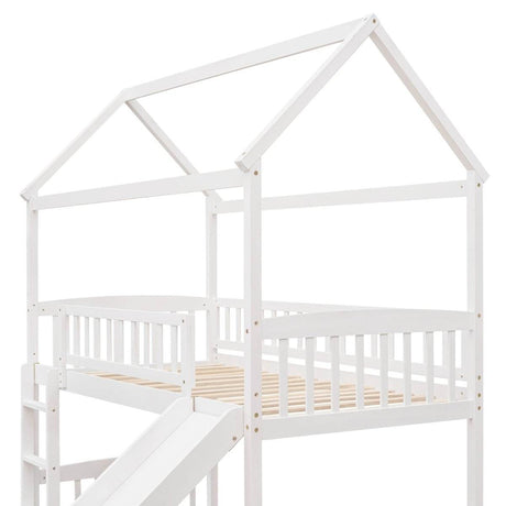 Solid Wood Twin Loft Bed With Slide And Playhouse Design - Sleep Galleria