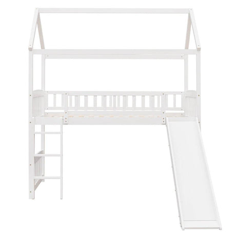 Solid Wood Twin Loft Bed With Slide And Playhouse Design - Sleep Galleria