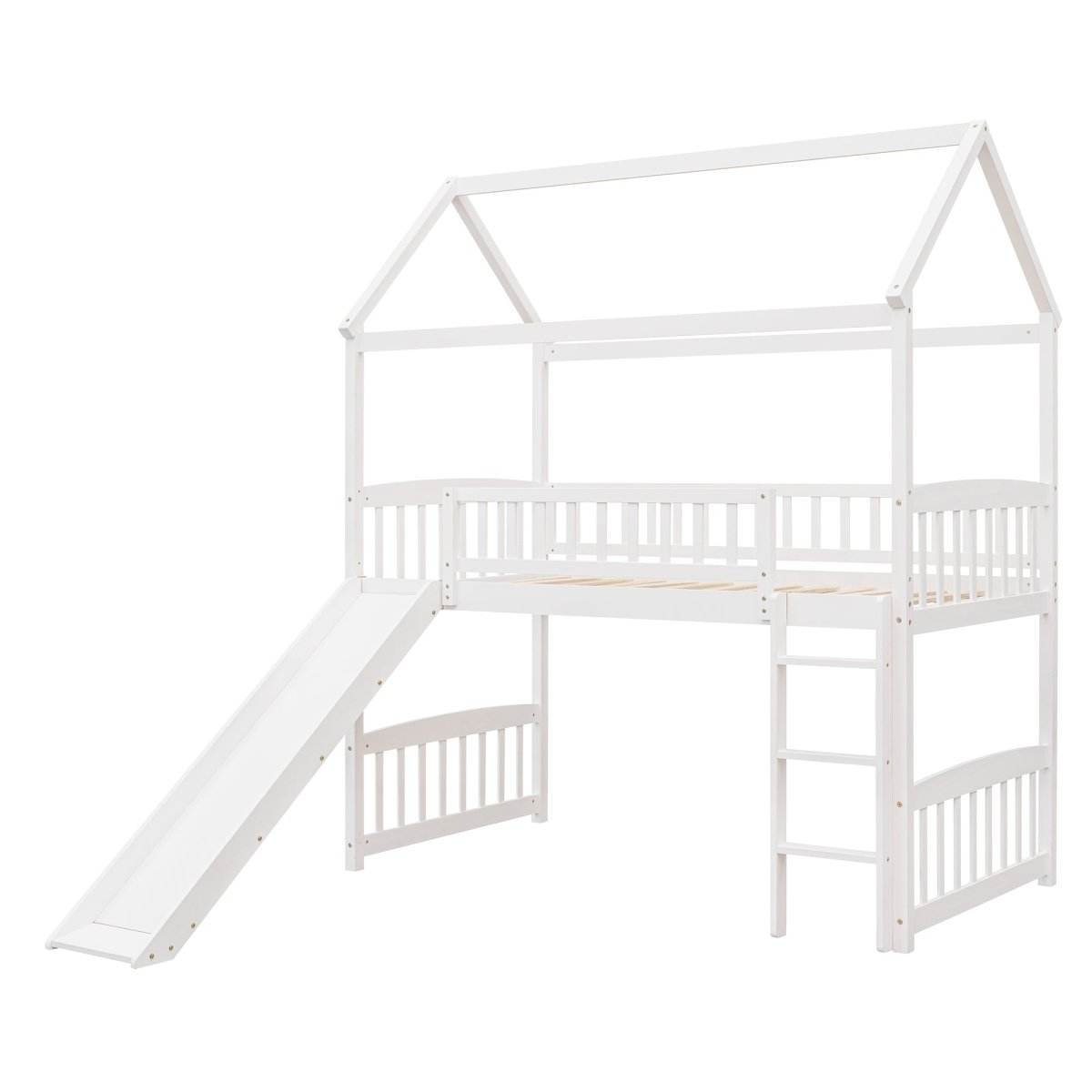 Solid Wood Twin Loft Bed With Slide And Playhouse Design - Sleep Galleria