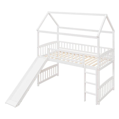 Solid Wood Twin Loft Bed With Slide And Playhouse Design - Sleep Galleria