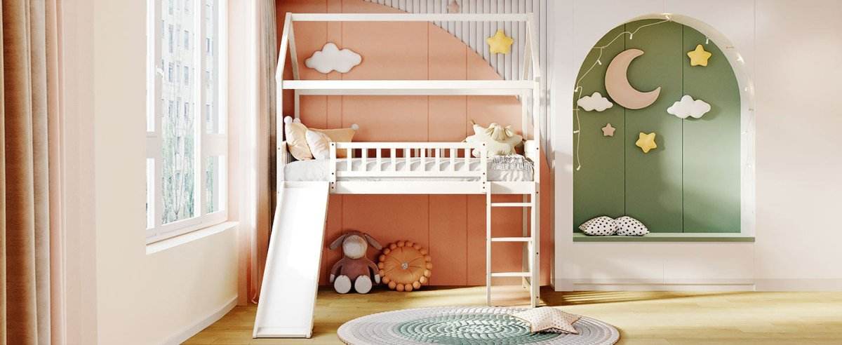 Solid Wood Twin Loft Bed With Slide And Playhouse Design - Sleep Galleria