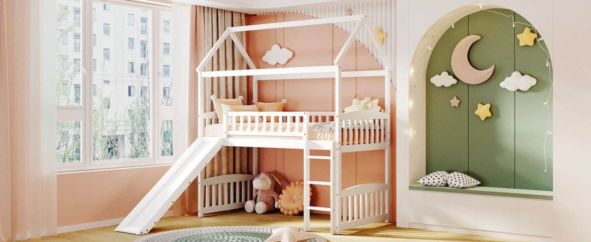 Solid Wood Twin Loft Bed With Slide And Playhouse Design - Sleep Galleria
