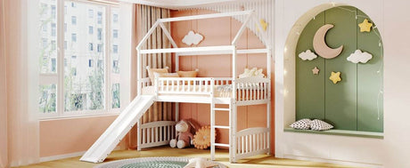 Solid Wood Twin Loft Bed With Slide And Playhouse Design - Sleep Galleria