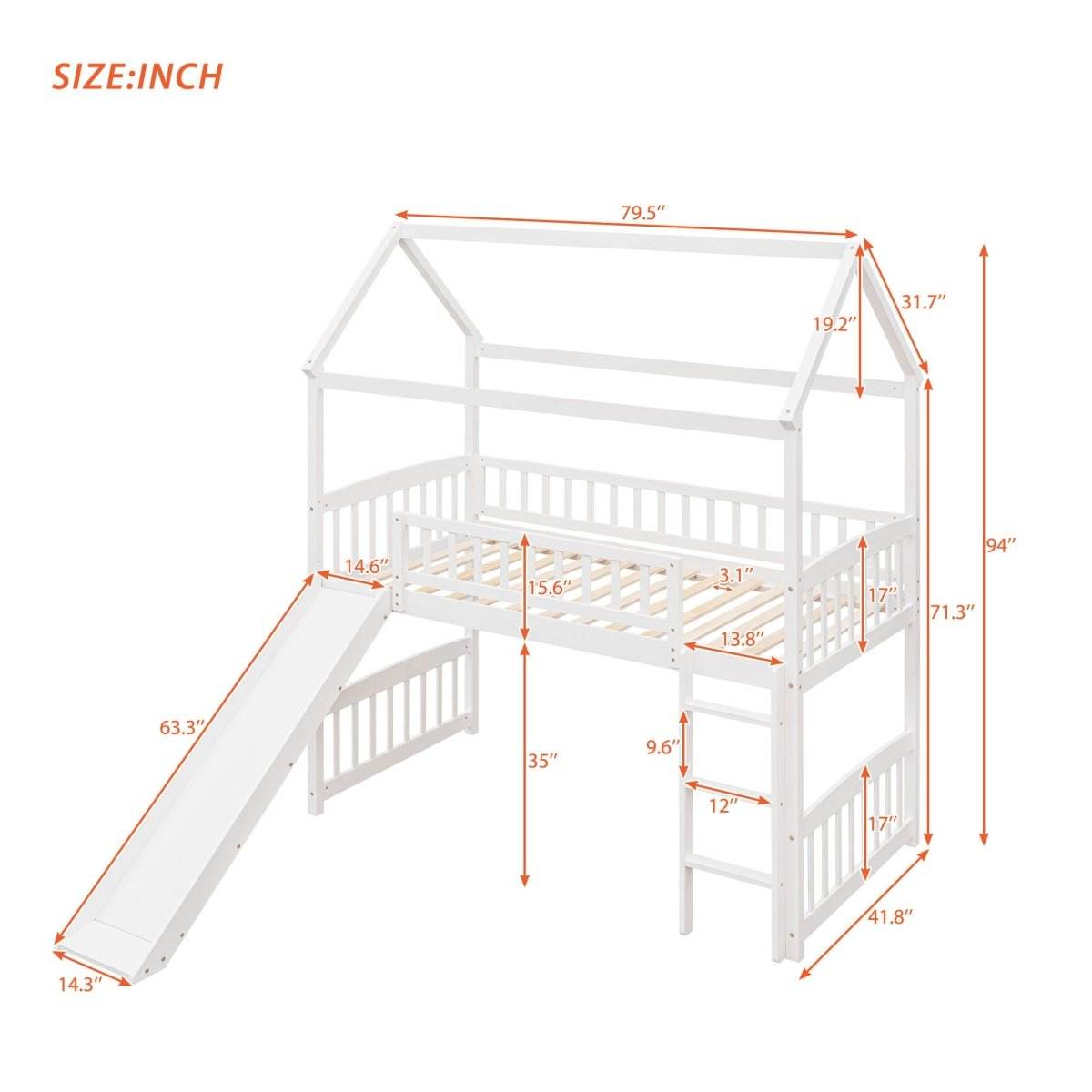 Solid Wood Twin Loft Bed With Slide And Playhouse Design - Sleep Galleria
