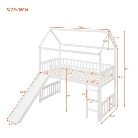 Solid Wood Twin Loft Bed With Slide And Playhouse Design - Sleep Galleria