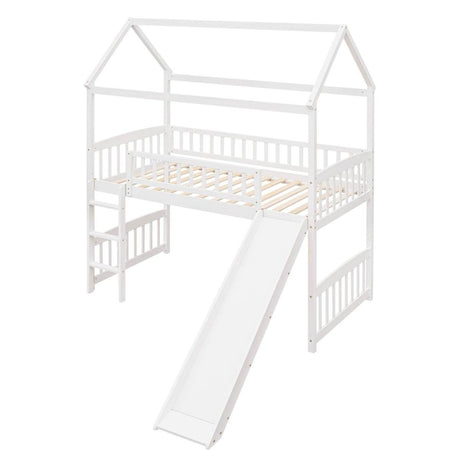 Solid Wood Twin Loft Bed With Slide And Playhouse Design - Sleep Galleria