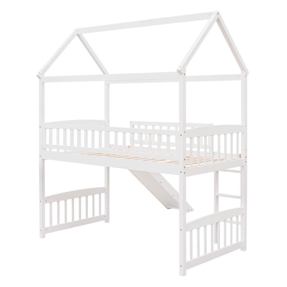 Solid Wood Twin Loft Bed With Slide And Playhouse Design - Sleep Galleria