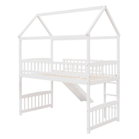 Solid Wood Twin Loft Bed With Slide And Playhouse Design - Sleep Galleria