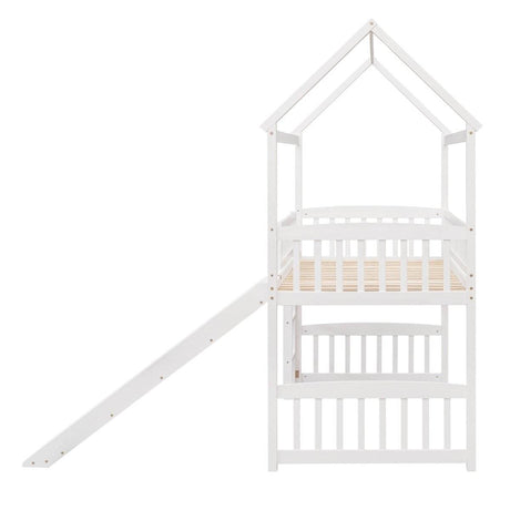 Solid Wood Twin Loft Bed With Slide And Playhouse Design - Sleep Galleria