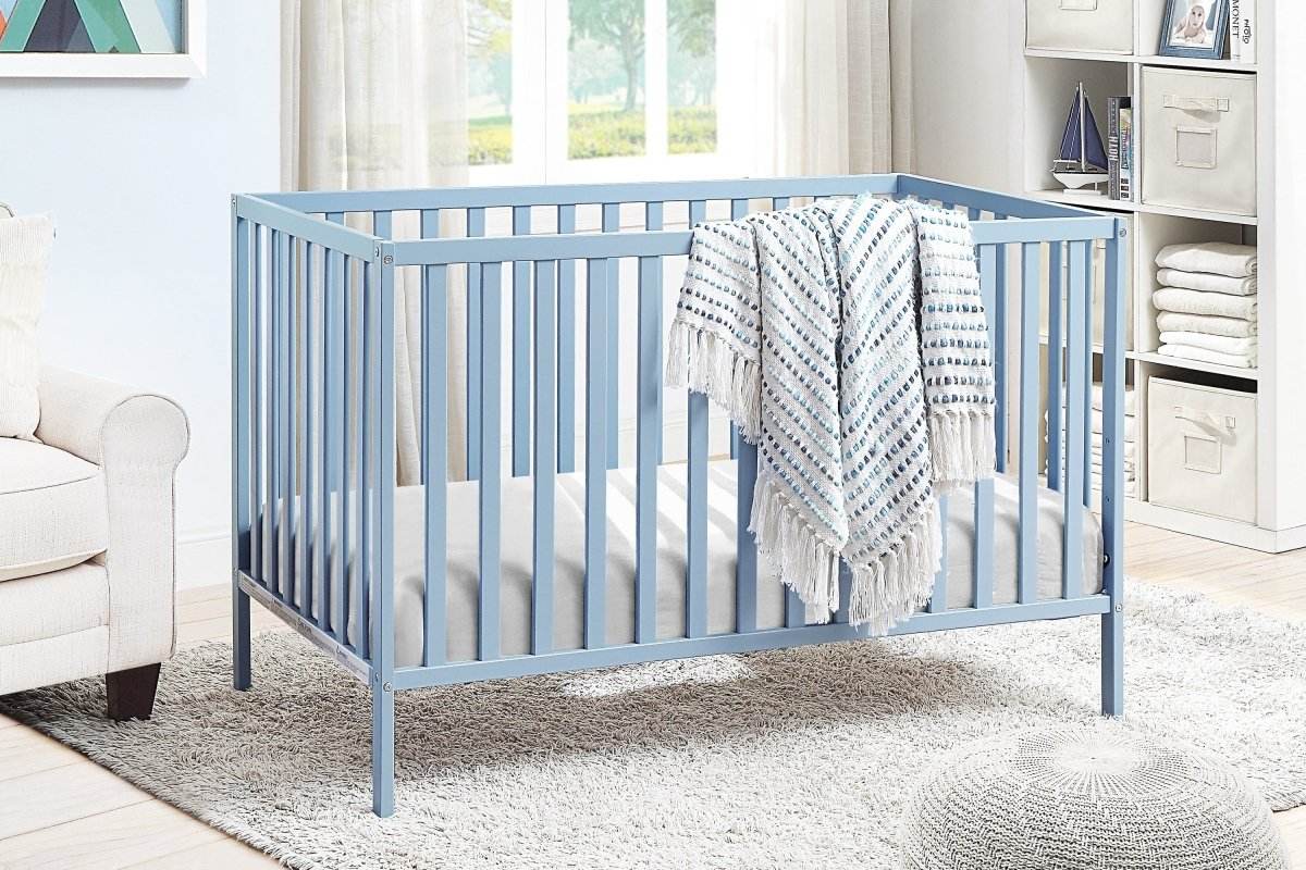3-in-1 Convertible Solid Wood Baby Blue Crib - Sleep Galleria
