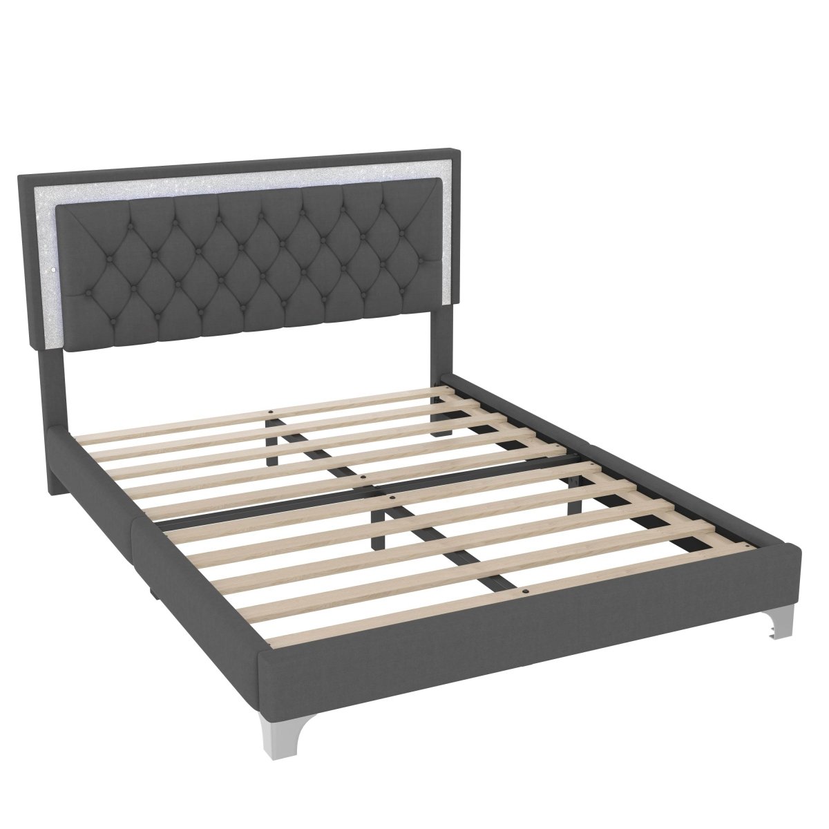 3-Piece Upholstered Platform Bed Frame With LED Lights - Sleep Galleria