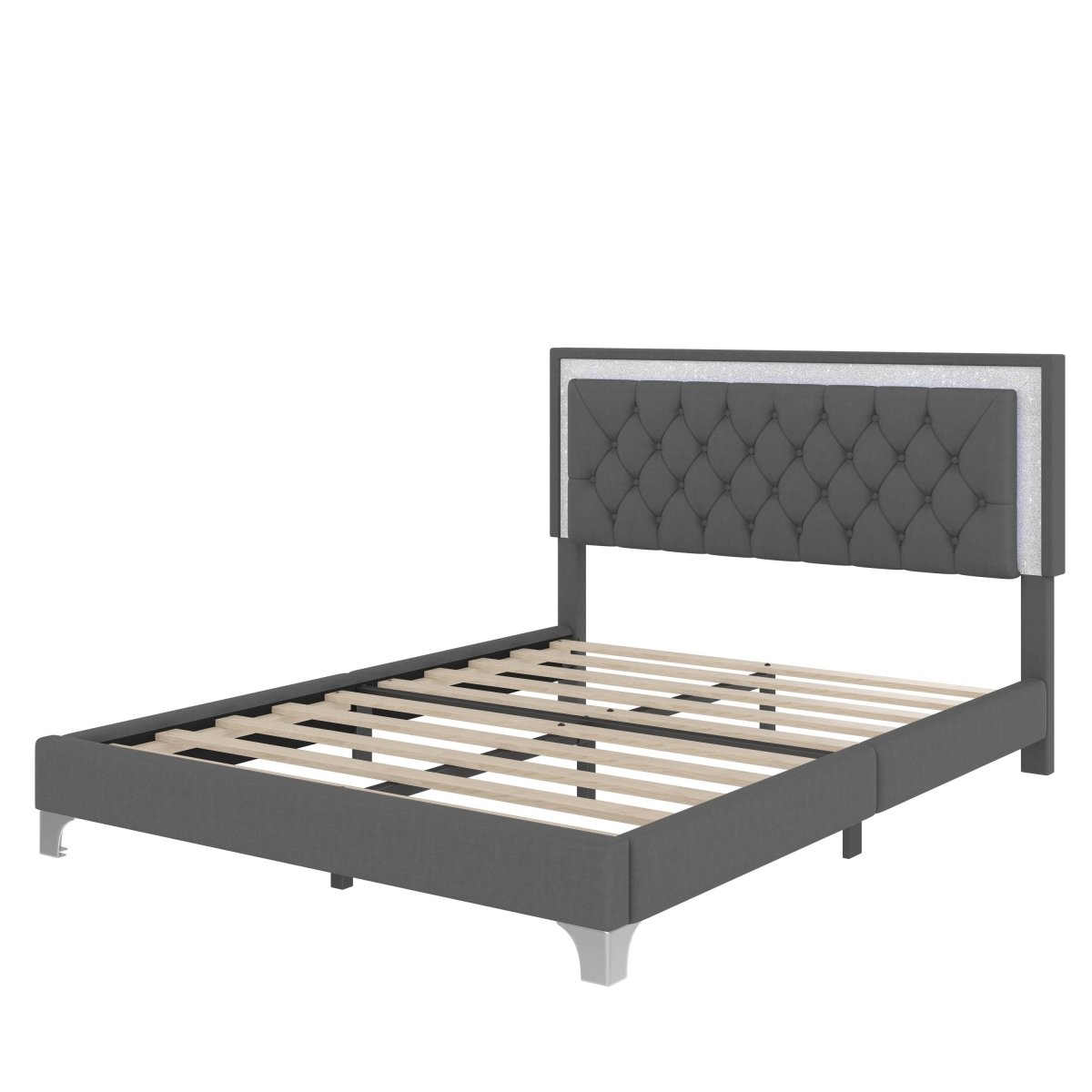 3-Piece Upholstered Platform Bed Frame With LED Lights - Sleep Galleria