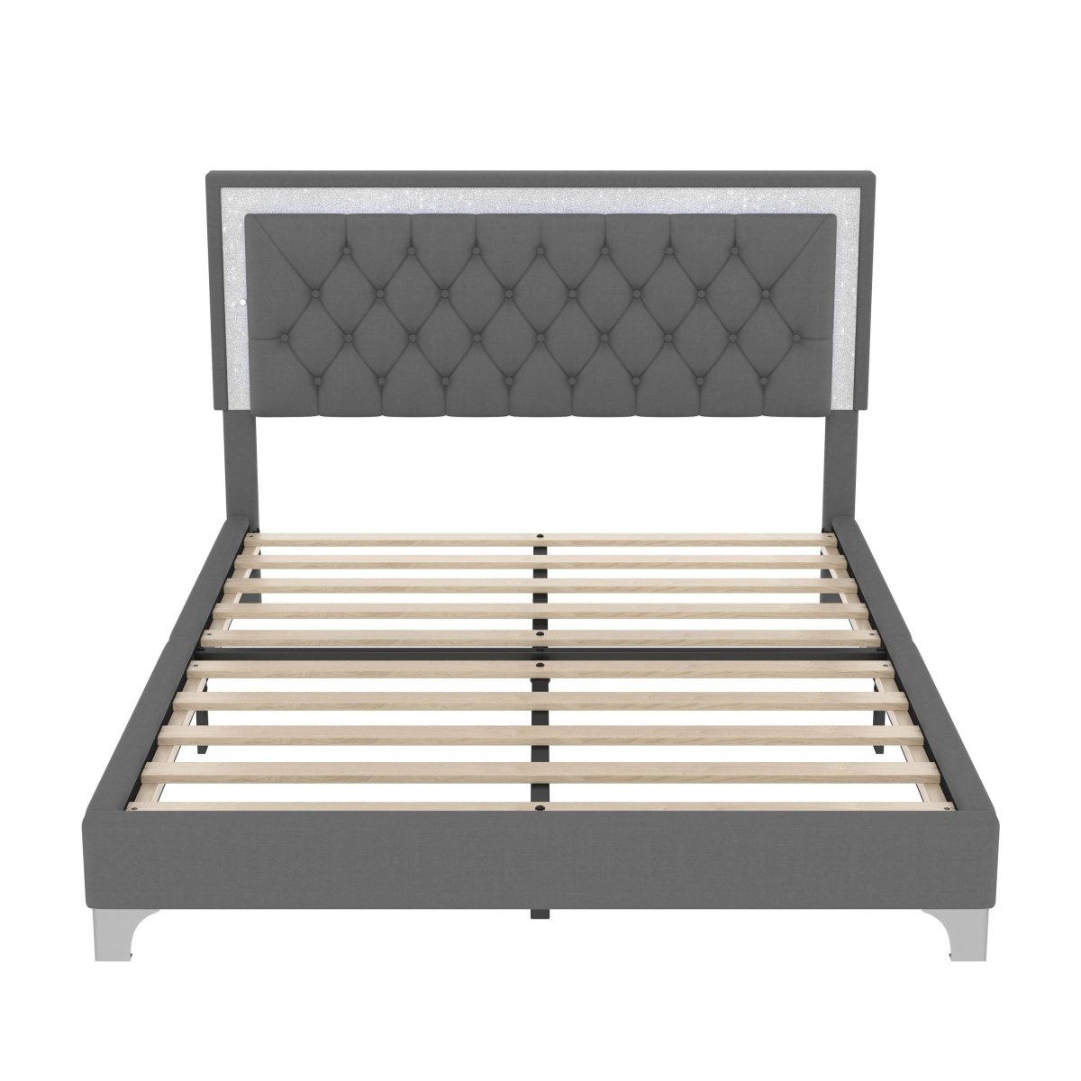 3-Piece Upholstered Platform Bed Frame With LED Lights - Sleep Galleria