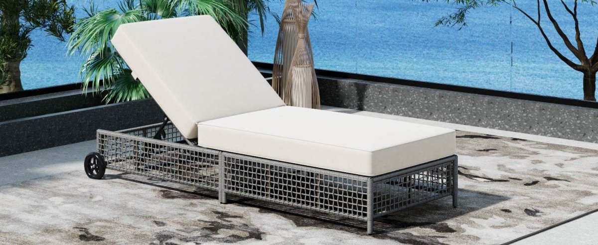 Adjustable 5-Position Backrest Outdoor Rattan Lounge Chair - Sleep Galleria