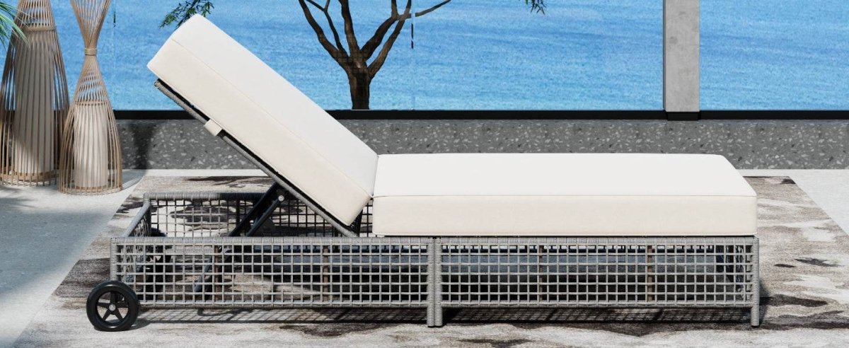 Adjustable 5-Position Backrest Outdoor Rattan Lounge Chair - Sleep Galleria