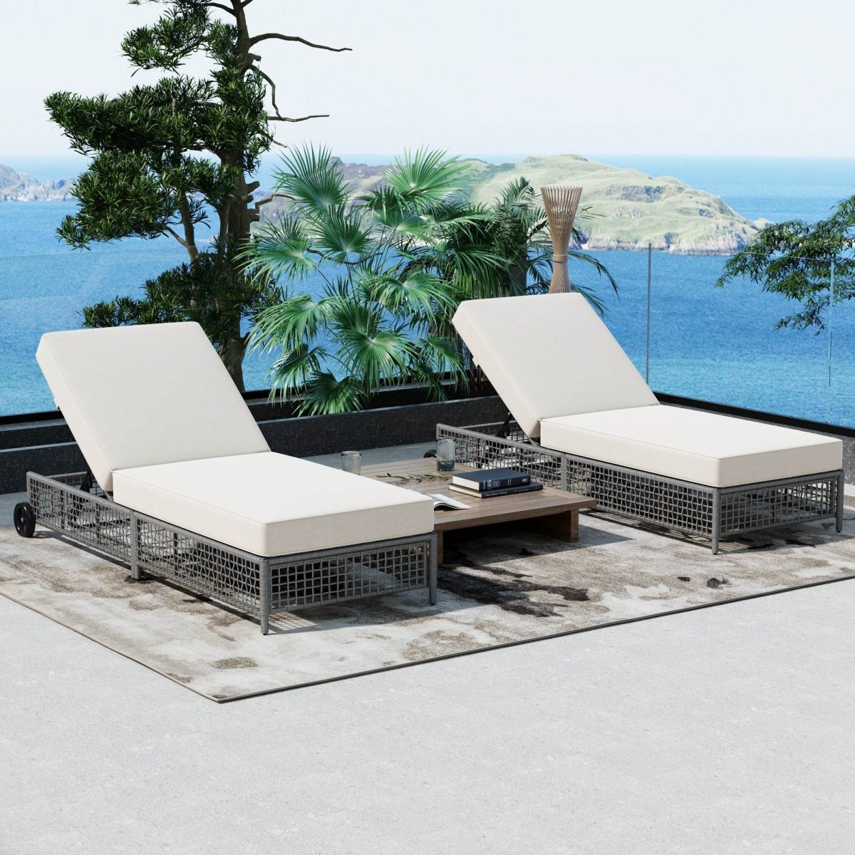 Adjustable 5-Position Backrest Outdoor Rattan Lounge Chair - Sleep Galleria