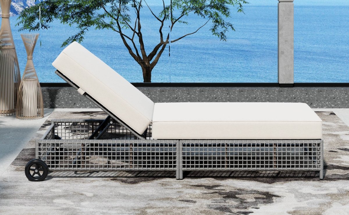 Adjustable 5-Position Backrest Outdoor Rattan Lounge Chair - Sleep Galleria