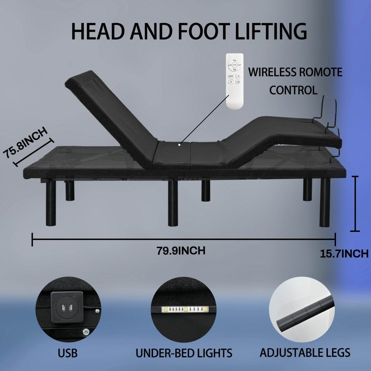 Adjustable Electric Bed Frame With Remote Control - Sleep Galleria