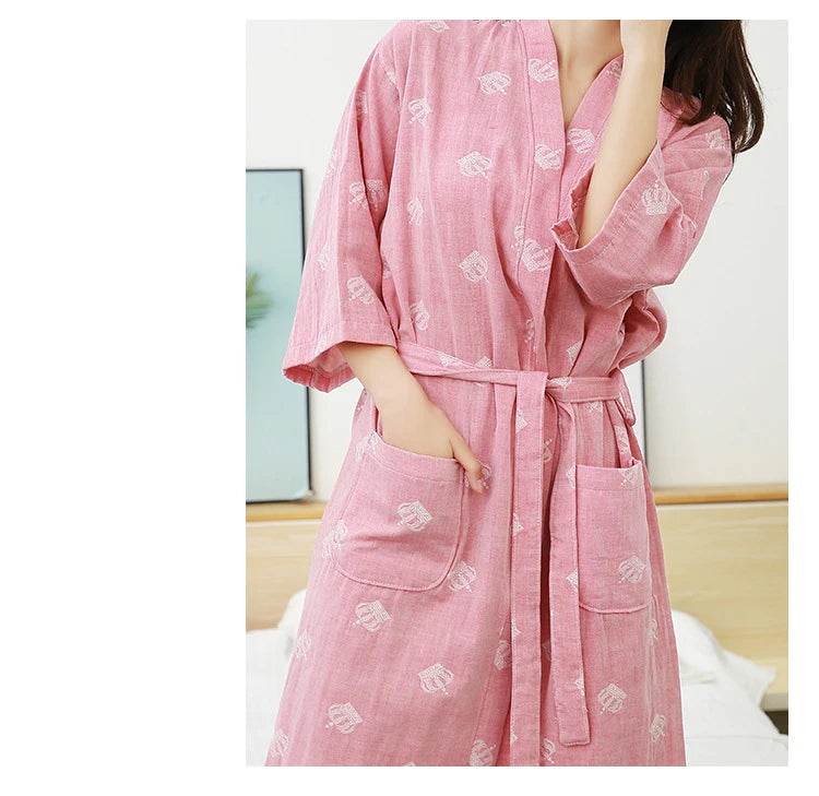 Breathable Cotton Half Sleeve Women’s Summer Robe - Sleep Galleria