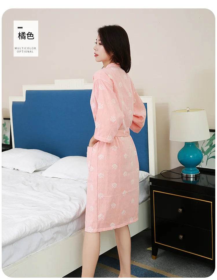 Breathable Cotton Half Sleeve Women’s Summer Robe - Sleep Galleria