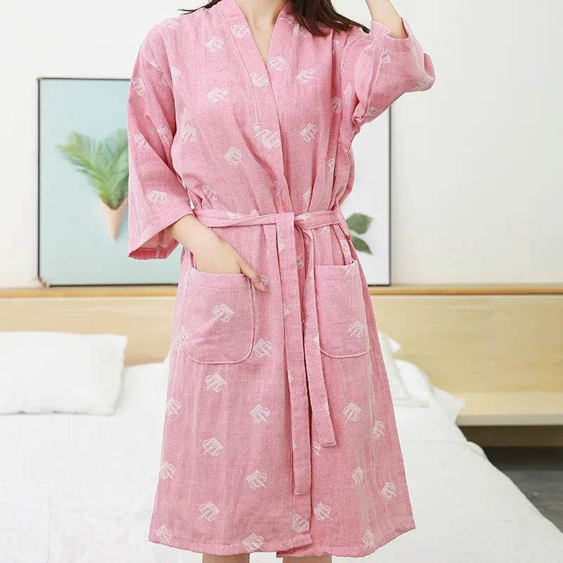Breathable Cotton Half Sleeve Women’s Summer Robe - Sleep Galleria