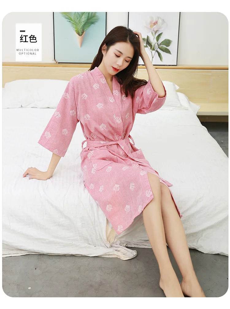 Breathable Cotton Half Sleeve Women’s Summer Robe - Sleep Galleria