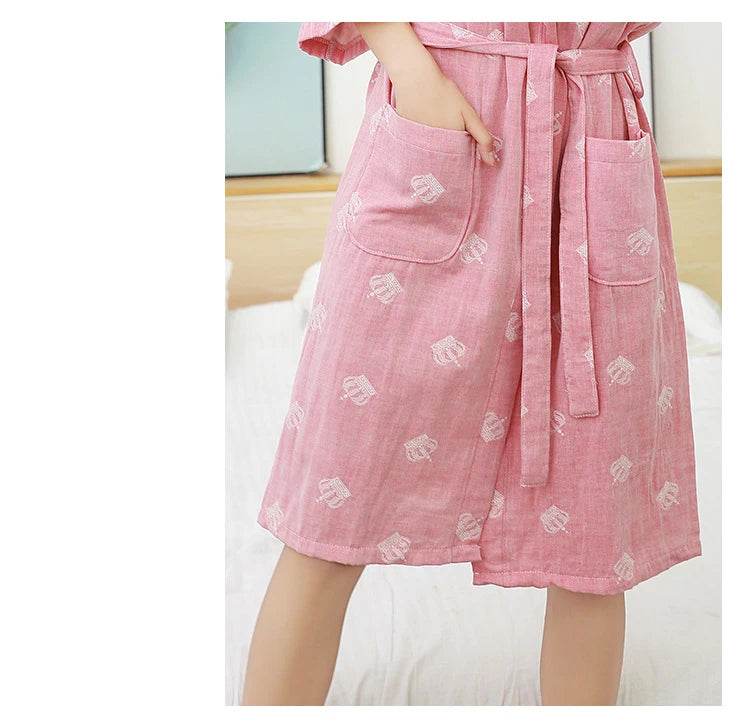 Breathable Cotton Half Sleeve Women’s Summer Robe - Sleep Galleria